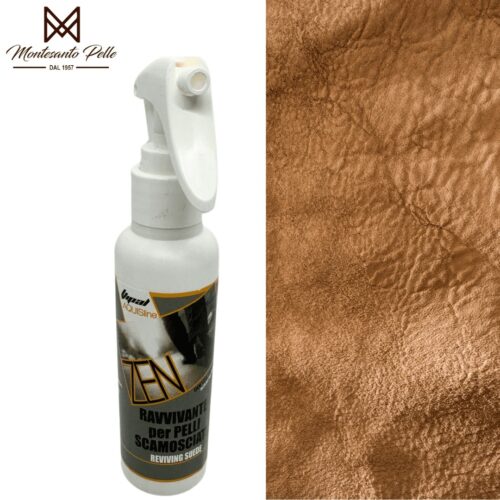Zen ravvivante per pelli scamosciate a base d’acqua per tutti i colori, prodotto eco. Ravviva e rigenera il camoscio e il nubuck facendolo ritornare nuovo senza intaccare l’ambiente.